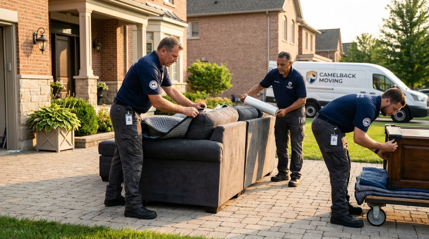 Large estate moving crew wrapping furniture in Happy Valley, OR