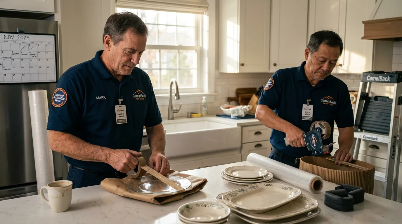 Professional crew packing kitchen dishware in Happy Valley, OR